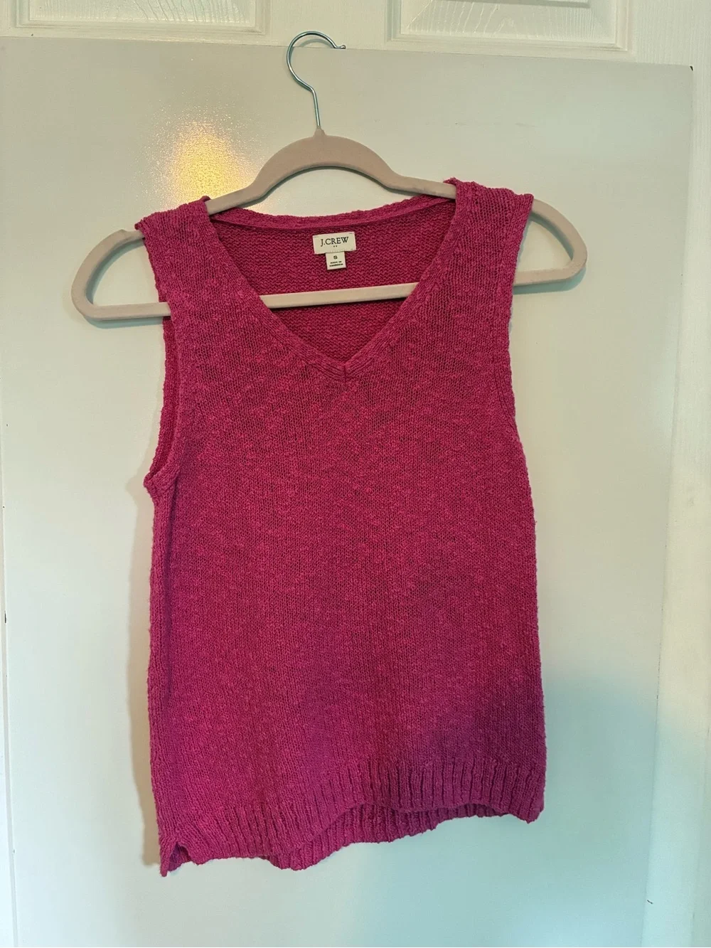 J. Crew Pink Textured V-Neck Knit Vest